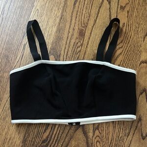 Topshop Black Cropped Tank Top with White Trim
